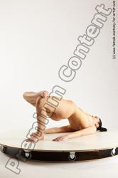 Nude Gymnastic poses Woman White Sitting poses - ALL Slim long black Multi angle poses Pinup